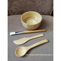 Bamboo Facial Tool Kits-Bowl,Spatula,Brush,Spoon